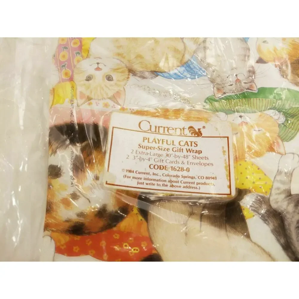 Vintage 1985 Current Playful Cats Gift Wrap‎ & Note Cards Kittens Pam Peltier